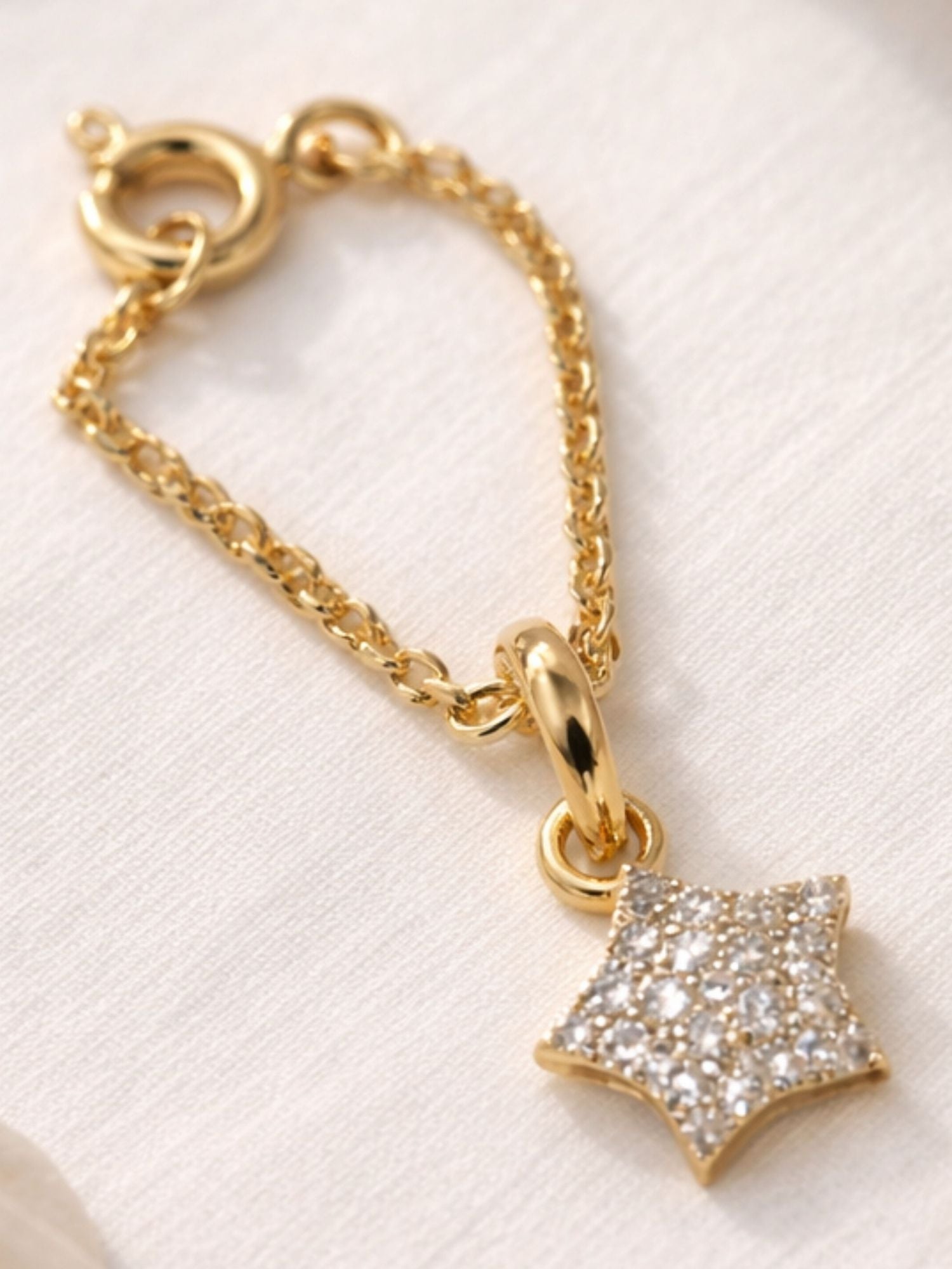 Diamond star watch charm - 925 sterling silver gold plated dainty clip-on - Abdesigns