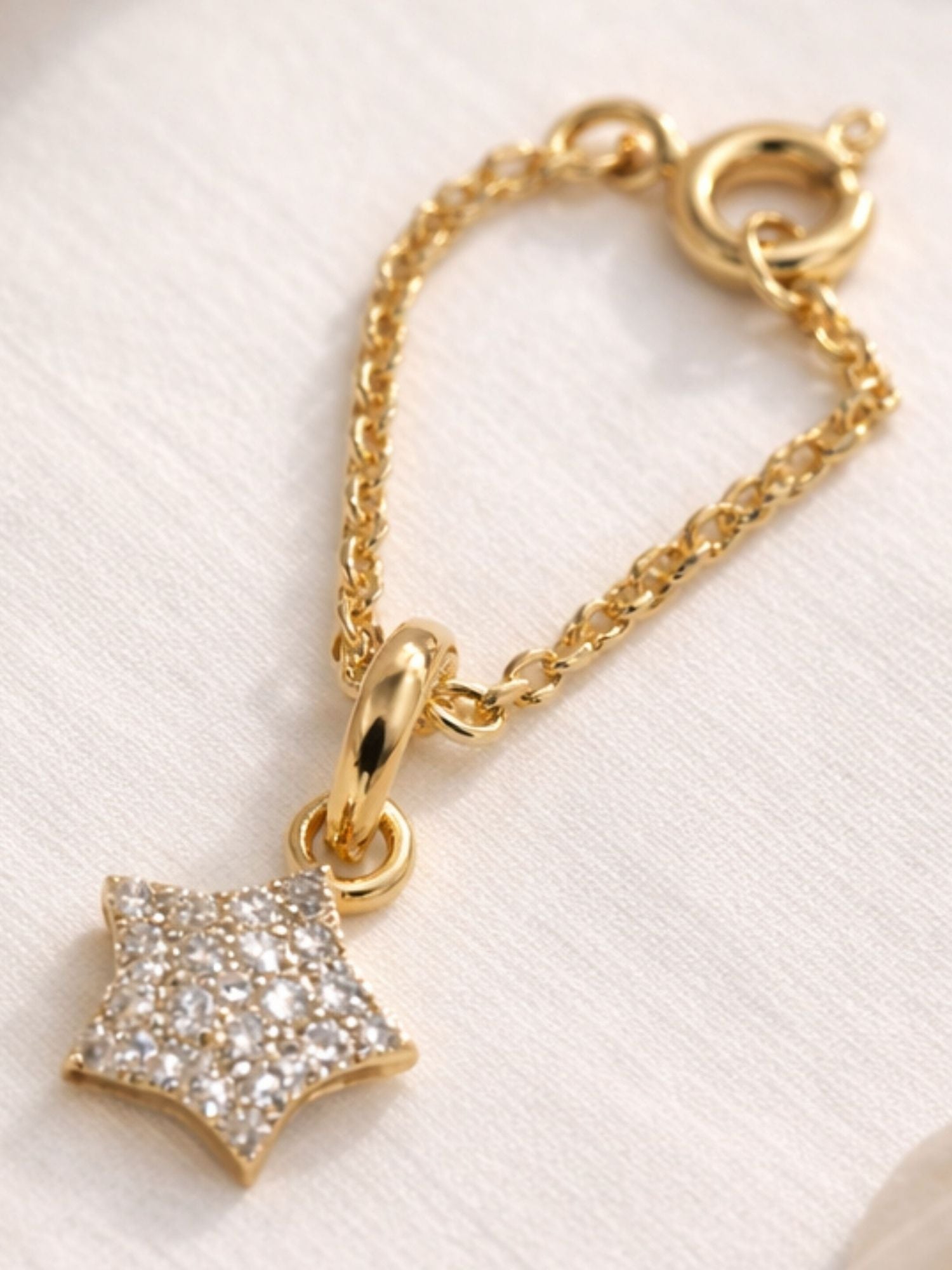 Diamond star watch charm angle - 925 sterling silver gold plated - Abdesigns