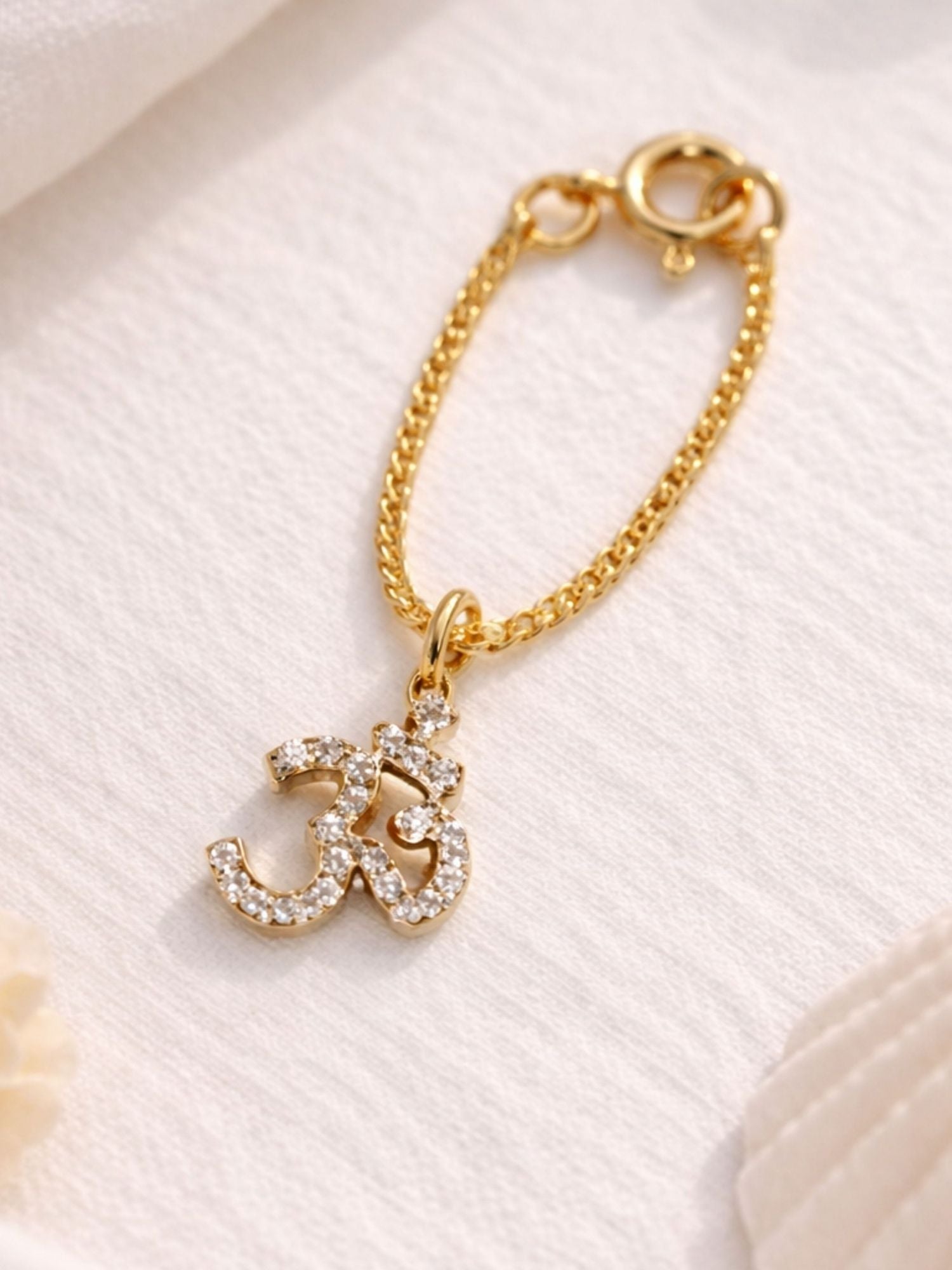 Om crystal watch charm detail - 925 sterling silver gold plated - Abdesigns